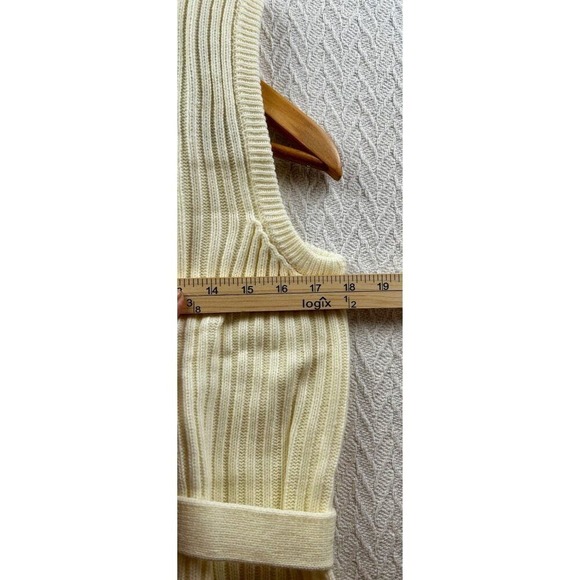 Fashion Wagon Vintage Sweater Vest Women XL Cream Belted Cable Knit Cottagecore - Picture 6 of 7